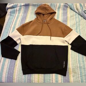 Denim & Flower Ricky Singh Colorblock Hoodie XL Tan Cream Black Streetwear